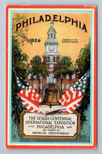INDEPENDENCE HALL SESQUICENTENNIAL INT EXPO PHILADELPHIA PA POSTCARD (1926)