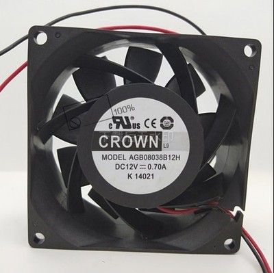 1 Pc. New AGB08038B12H 8038 DC12V 0.70A 8cm 2-wire cooling fan