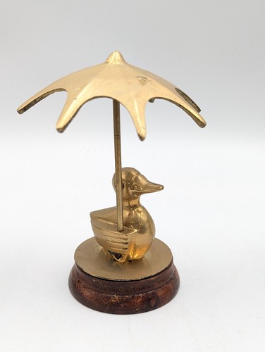 3x Vintage Brass Ducks Under Umbrellas Figurines - Picture 4 of 8