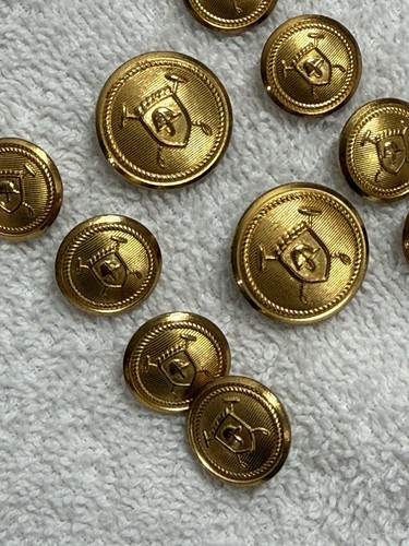 Polo Ralph Lauren Waterbury Gold Mallet Crest Button Set for Blazer USA Vintage