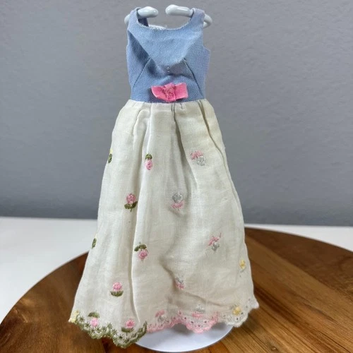 1965 Francie Doll First Formal Dress Embroidered Floral YKK Mattel VTG no. 1261