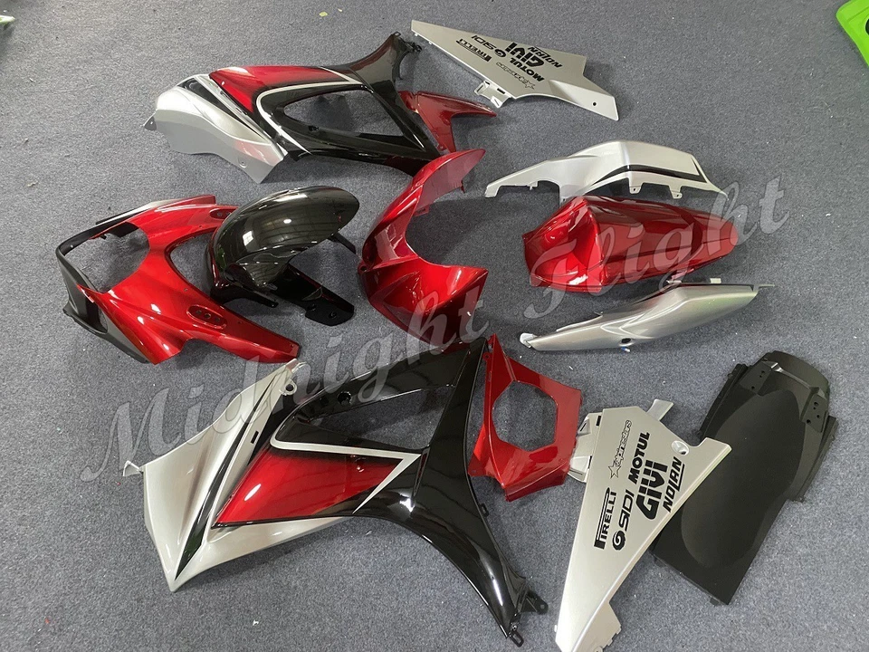 Fairing Kit for 2007-2008 Suzuki GSXR1000 K7 Red Silver ABS Injection Bodywork Foto 4 de 4