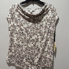 Emaline Women’s Petite Sz PM Draped Cowl Neck L Cap Short Sleeve Knit Tops