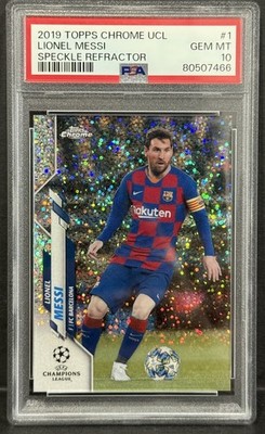2019 Topps Chrome UCL Barcelona Lionel Messi Speckle Refractor PSA