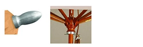 Paraguas de mercado con marco de madera dura redondo de 9' California Umbrella, ACERO INOXIDABLE Foto 3 de 4