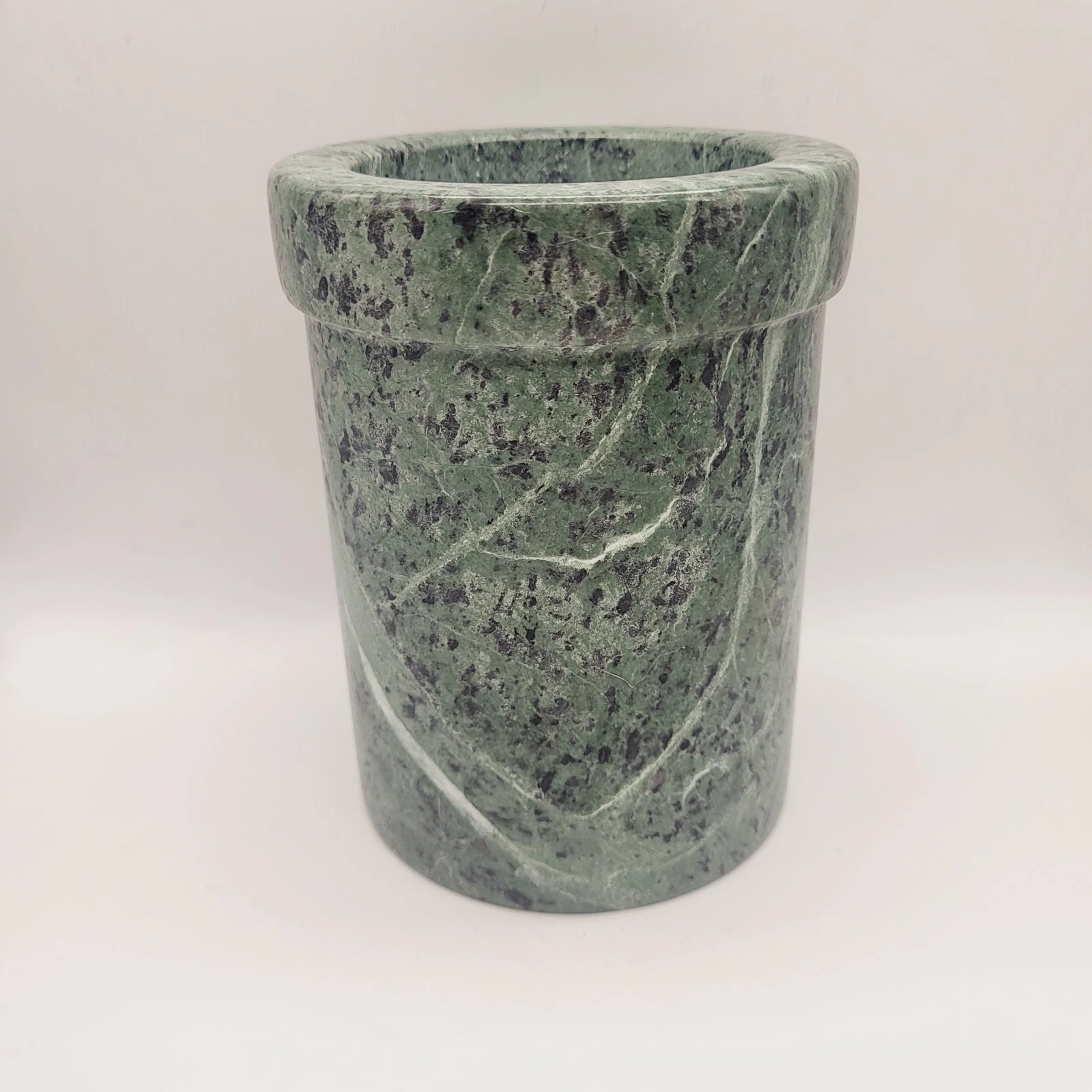 Vintage 90's Style Green Marble Wine Bottle Holder/Utensil Holder 6 in. Kitchen