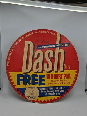 #ad Vtg Original DASH Automatic Washer Laundry Sign Cardboard Round $29.92