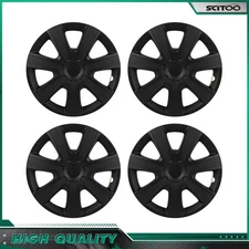 Black 13 Inch Set of 4 Wheel Covers Snap On Full Hub Caps Fit R13 Tire & Rim
