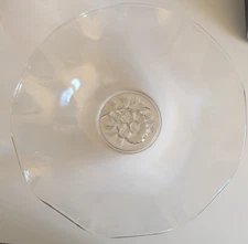 Clear Glass Wavy Floral Base Salad or Serving Bowl 11" X 3" BEAUTIFUL DESIGN