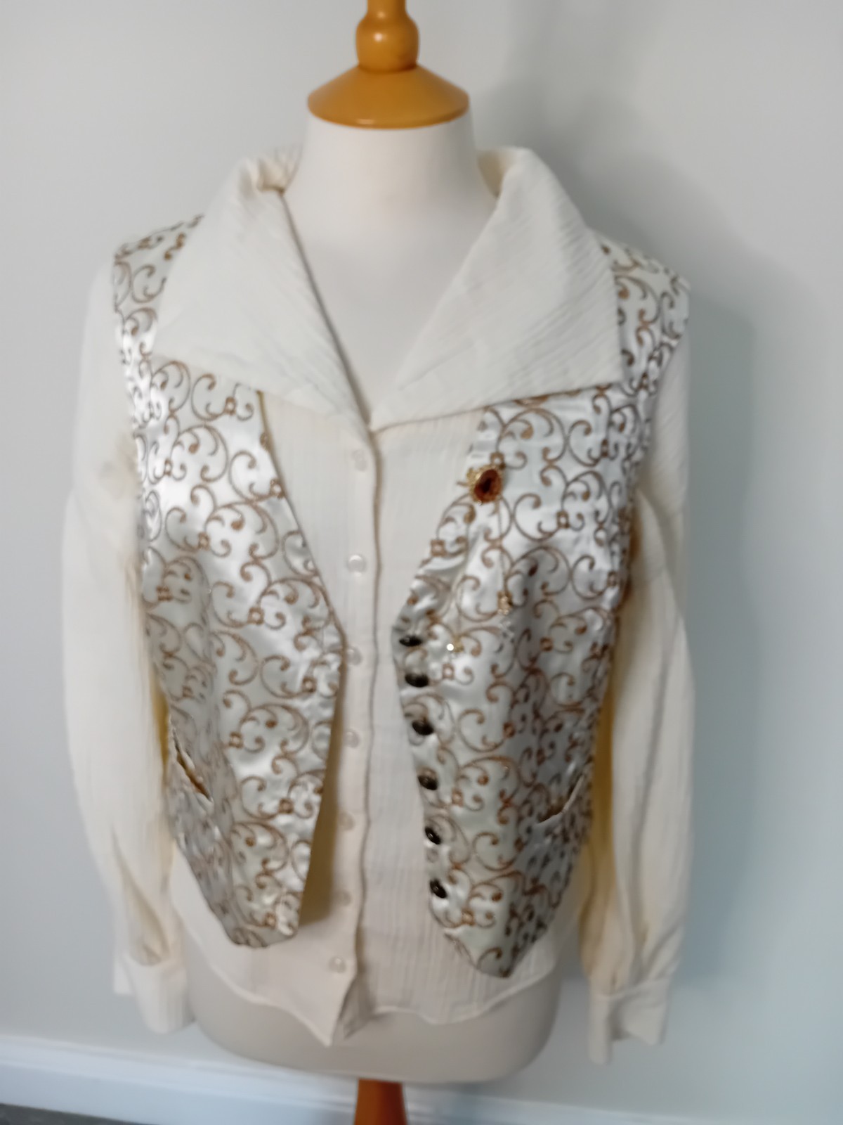Vixen by Micheline Pitt Labyrinth Sarah Shirt Blouse Waistcoat Vest Brooch RARE image 2