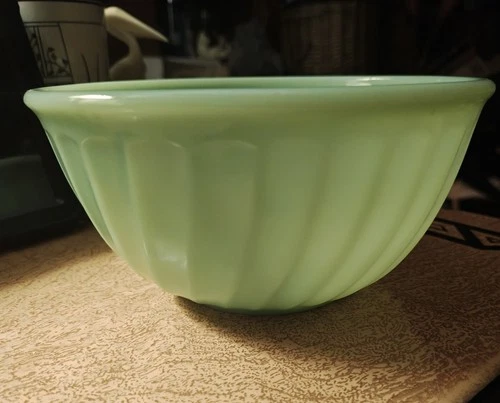 Vintage Jadite Fire King 7" Swirl Nesting Bowl?