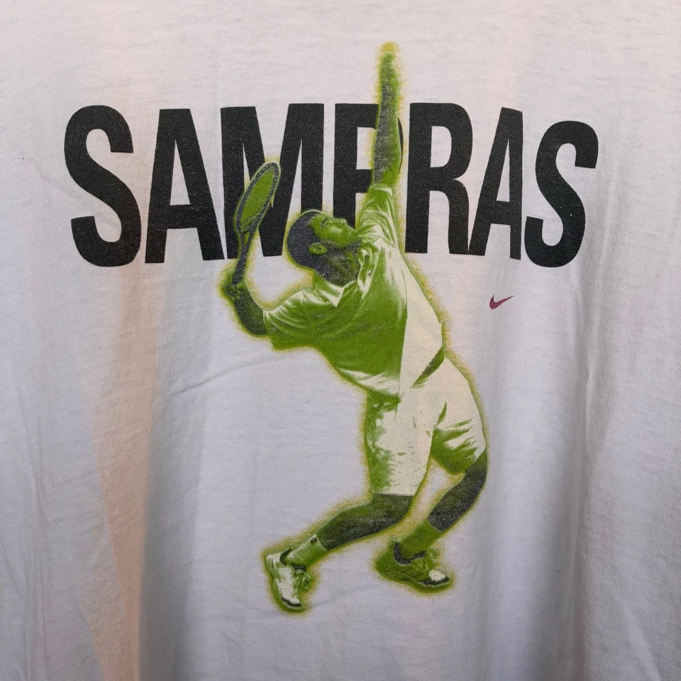 1990s Vintage PETE SAMPRAS Nike World Domination Tour Tennis Wimbledon T-shirt - Image 3 of 4