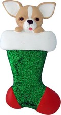 Dog in Stocking Chihuahua Personalized Christmas Tree Ornament