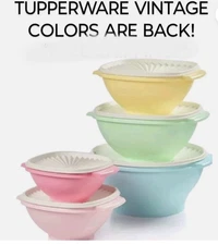 TUPPERWARE CLASSIC SERVALIER BOWLS 5 PC Serving Mixing *BEAUTIFUL PASTELS* NEW