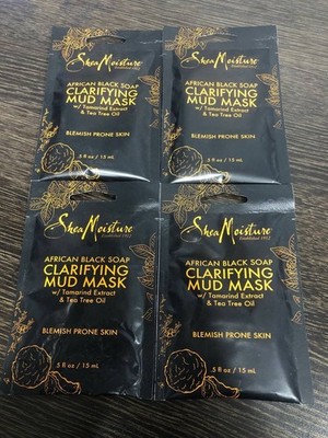 4X Shea Moisture African Black Soap Clarifying Mud Mask 0.5 fl oz.