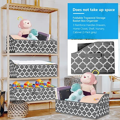Closet Storage Bins, Fabric Organizer Baskets with Handles, Trapezoid Storage - Picture 4 of 8