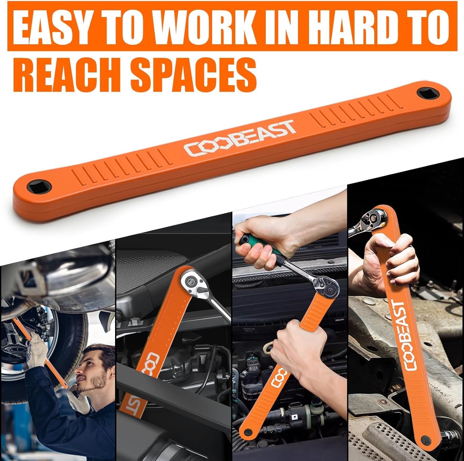 3/8 Inch Offset Extension Wrench Impact Ready Socket Wrench Extender Tool with V