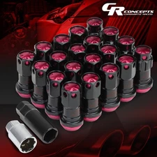 PINK CLOSE-END M12X1.5 22MMx45MM 16 LUG+4 LOCK NUTS+KEY FOR CONICAL SEAT WHEEL