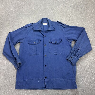Französische Jacke Erwachsene klein blau Vintage Arbeitskleidung Utility Haus...