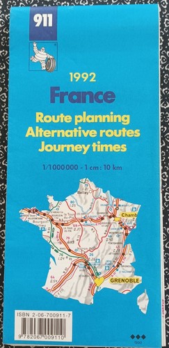 Carte Michelin n° 911 FRANCE Grands itinéraires- Itinéraires Bis- Temps