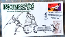 CENTENNIAL 1996 SUMMER OLYMPICS ATHENS NUDE DISCUS ROPEX DAUL CANCEL CACHET FDC