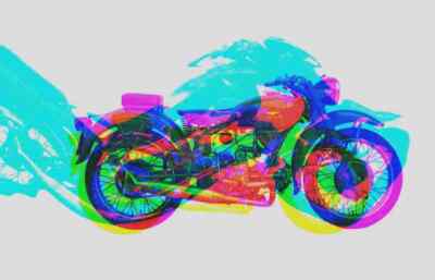 A3 Photo MotoGuzzi Airone250 1939 Ltd Edition Art Colour Glitch
