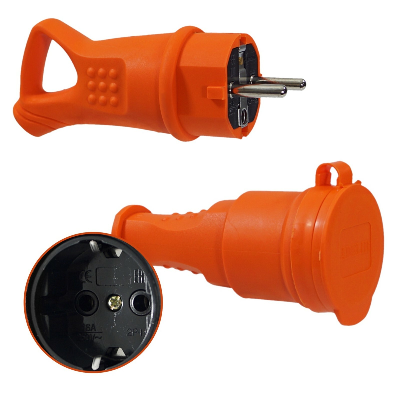 Gummistecker & Gummikupplung | Typ F & E | 250V/16A, IP44