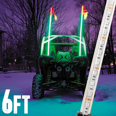 6ft Spiral Flexible LED Whip Antenna for ATV w/Flag 20 Colors