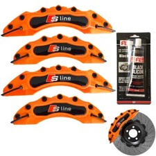 4x Abs Plastic Universal Audi S Line Brake Caliper Covers Orange Silicone
