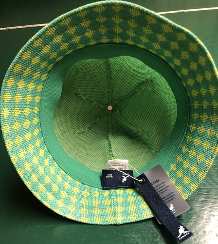 Kangol Kids Mini Argyle Casual Bucket Hat Medium 7035KK Green Yellow - Picture 7 of 12