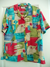 Alfred Dunner SS Blouse Abstract Multicolor Size 14
