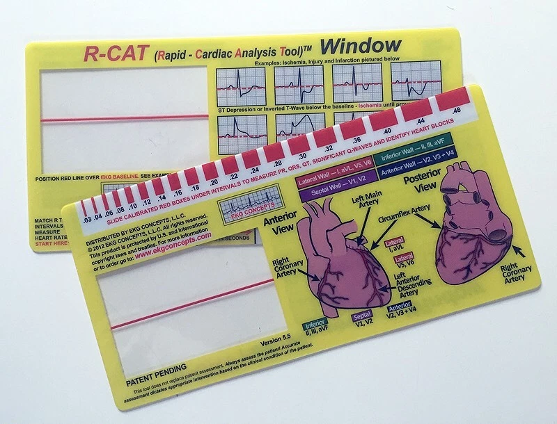 EKG CONCEPTS Tarjeta ECG (ECG) R-CAT VENTANA. Herramienta de ECG para paramédicos, enfermeras y médicos