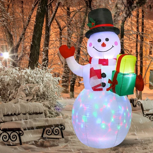 Inflables de Navidad para jardín de 5 pies muñeco de nieve patio exterior giratorio LED decoración inflable - Imagen 12 de 24