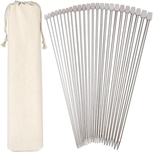 Stainless Steel Single Pointed Knitting Needles Kit Set in Case - 11 Pairs H&S - Picture 4 of 4