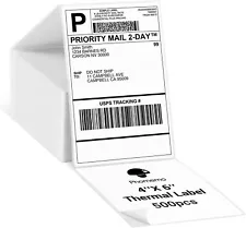 500Lots 4"x6" Fanfold White Direct Thermal Shipping Address Label Paper Sticker