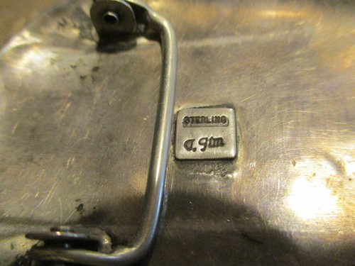 SUBSTANTIELL!!! Alte Navajo Sterlingsilber GESTEMPELT CONCHO DESIGN Gürtelschnalle - Bild 7 von 8