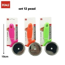 Set 12 Pz TagliaPizza Taglia Pizza Rotella Colorata Lama Liscia Acciaio Inox hmj