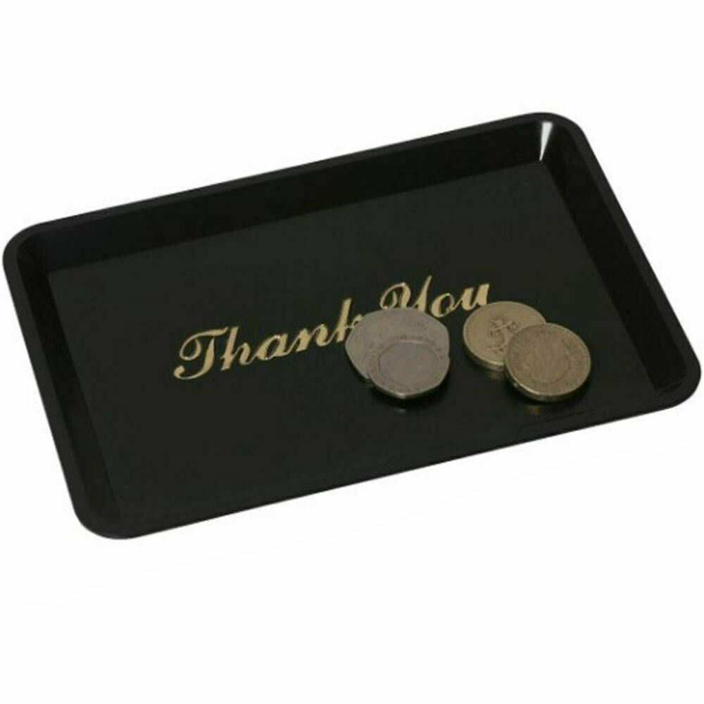 10 x Black Plastic Thank You Tip Tray Bill Presenter Waiter Bar Pub Catering