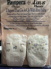 Vintage Pampers And Luvs Baby Diapers 2 Phases Disney Sesame St. NIP Newborn