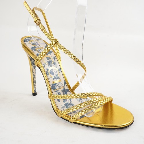 Gucci Damen-Slingback-Sandalen mit offener Zehenpartie in Gold Größe 38,5 - Bild 12 von 20