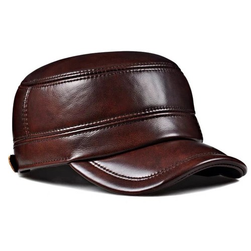 Winter Genuine Leather Cap Men's Flat Caps Military Hat Elegant Man Baseball. - Picture 8 of 29