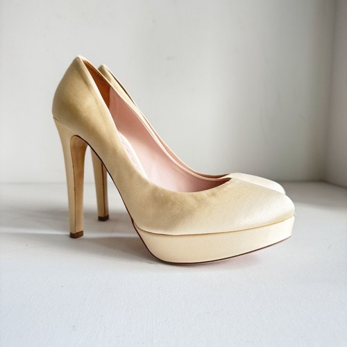 Miu Miu Champagner Satin Klassische Plateau Heels Hochzeit 40,5 NEU - Bild 2 von 11