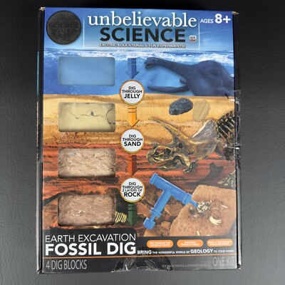 Unbelievable Science : Earth Excavation Fossil Dig Kit 4 Dig Blocks, 1 Dig Tool