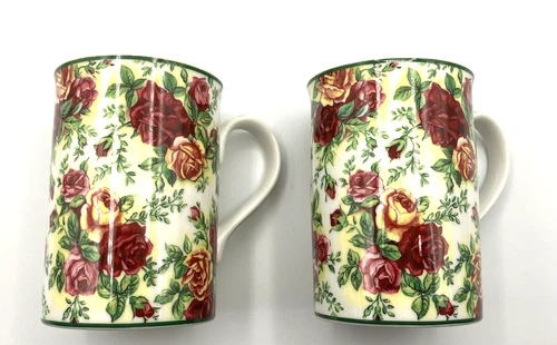2 Royal Albert Old Country Roses Afternoon Tea II Mugs Cups Porcelain Vintage