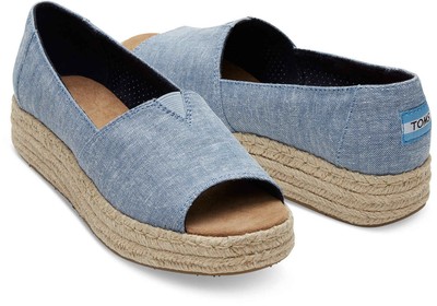 drizzle grey slub chambray women's espadrilles