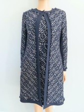 Oscar de la Renta Navy Blue/Multicolor Tweed Duster/Jacket/Blazer US 6