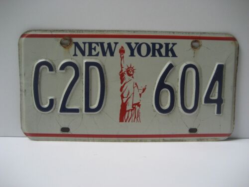 Vintage Original 1986 - 2000 NEW YORK, License Plate C2D 604 Statue of Liberty