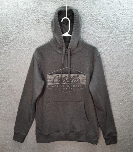 Cabelas Sweater Adult Small Gray Hoodie Sweatshirt Outdoors Camping Fishing