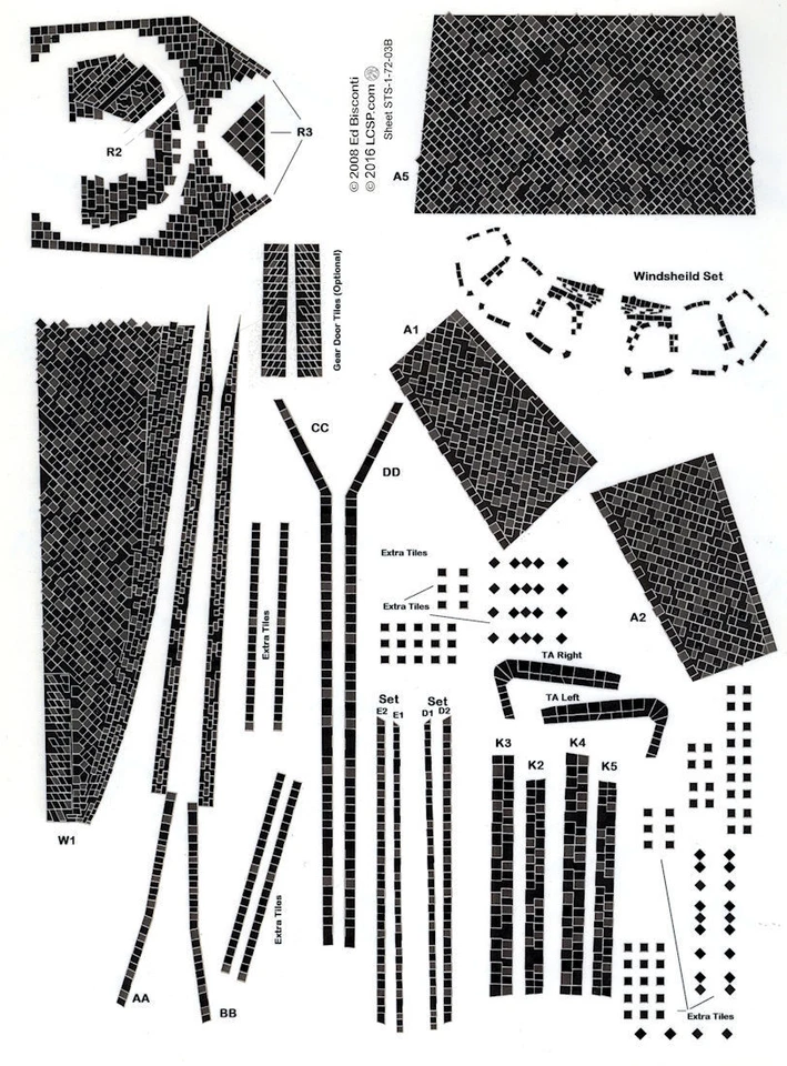 Shuttle Orbiter Standard Black Tile Decal Sets in 1/144, 1/100 and 1/72 scales - Image 3 of 4