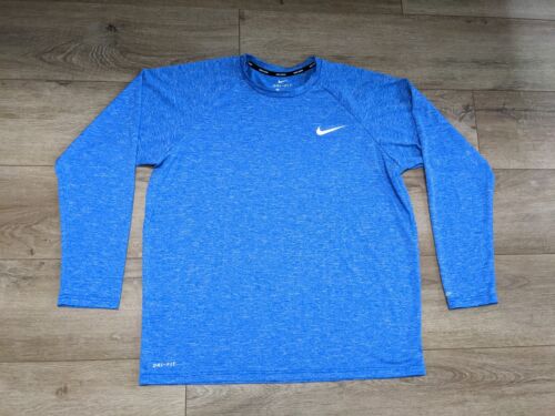 Nike Dri-FIT langärmeliges Oberteil mit Rundhalsausschnitt hellblau laufen UPF 40+ groß - Bild 1 von 7